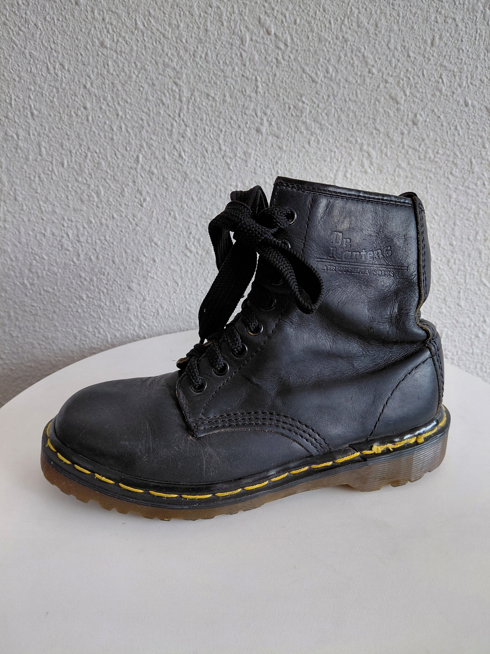 Dr Martens Made In England Combat Laced Up Unisex Black Leather Boots